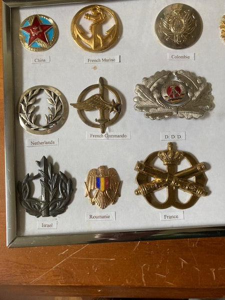 Framed Collection of World Military Badges