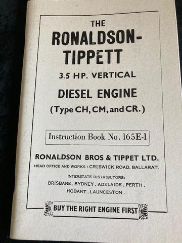 Ronaldson Tippett Diesel Engine Instruction Book