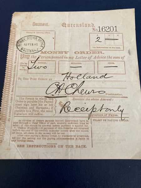 1895 Queensland Money Order