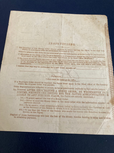 1895 Queensland Money Order
