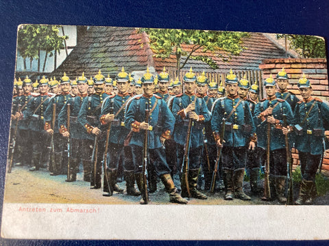 WW1 - German Troops on the March Postcard