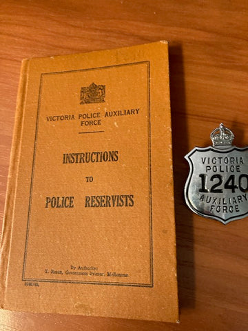 Victoria Police Auxiliary Force Cap Badge & Instructions Booklet