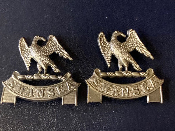 Swansea Bough Police Collar Badge Pair