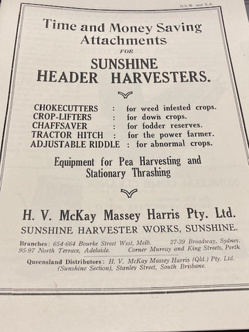 Sunshine Header Harvesters Pamphlet