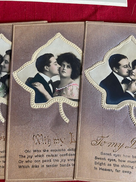 set of 4 Vintage Romantic Postcards
