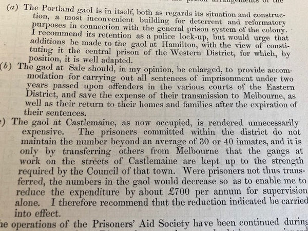 1875 - Report on Victoria Penal Establishments & Goals