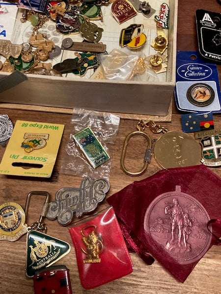 Box of Badges & Fobs