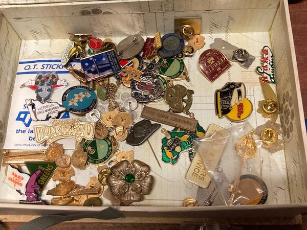 Box of Badges & Fobs