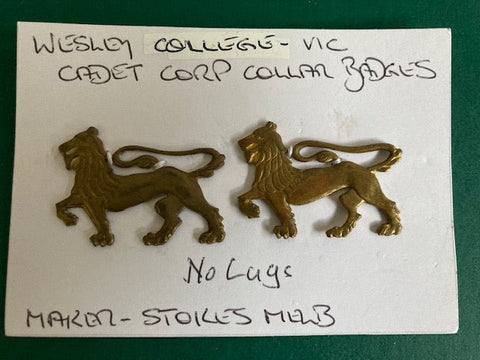 Wesley College Cadet Corps Collar Badges