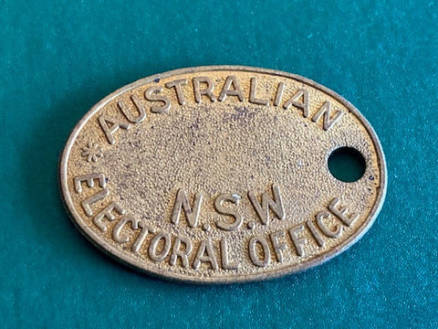 NSW Electoral Office Brass Security Tag