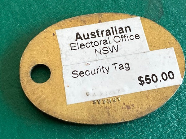 NSW Electoral Office Brass Security Tag