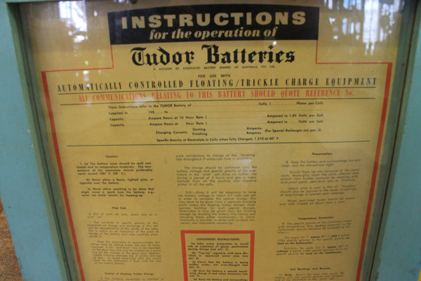 1959 - Tudor Batteries Workshop Instruction Chart
