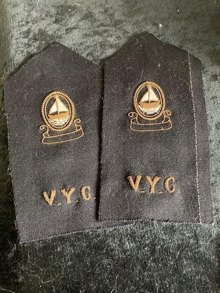 Pair of Vintage Victoria Yacht Club Bullion Wire Patches