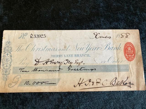 1888 - 10,000 Pound Christmas Greeting Cheque