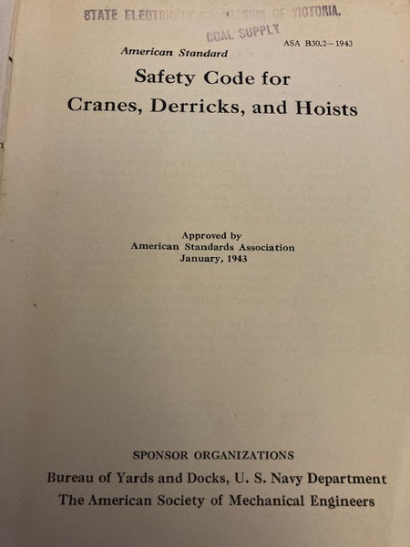 1943 - Cranes , Derricks and Hoists