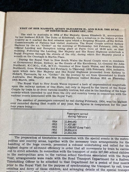 1954 - NSW Railways Royal Visit Report