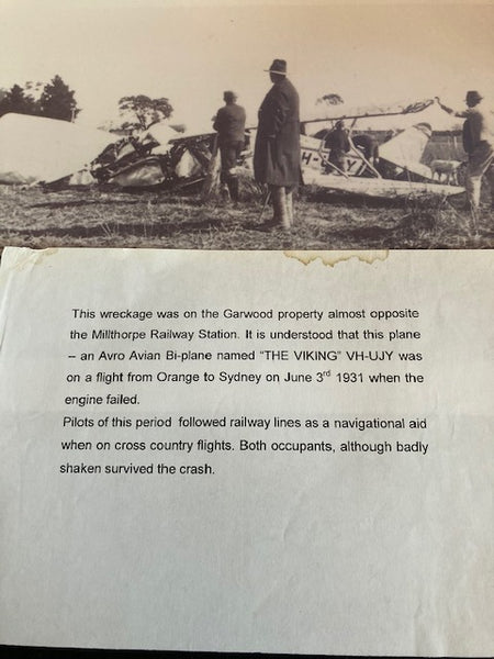 Millthorpe NSW - Air Crash Photo Print