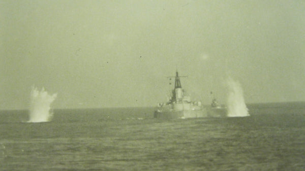 WW2 - Battleships Under Air Attack Photo Card.