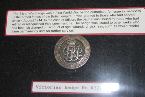 WW1 - Framed Silver War Badge