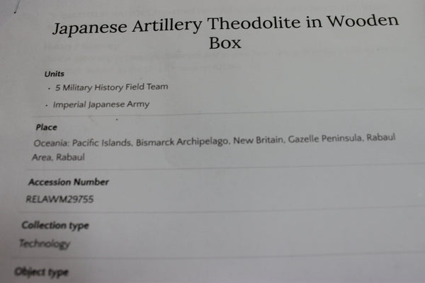 WW2 - Japanese Artillery Theodolite