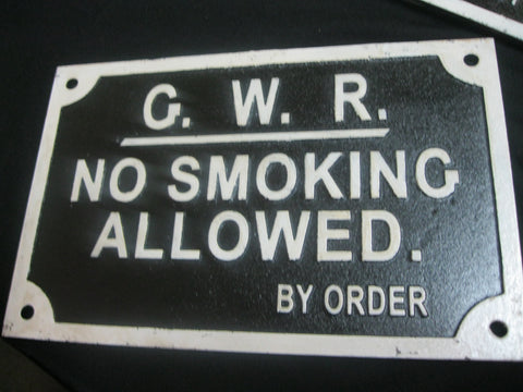 GWR - Cast Iron No Smoking Sign