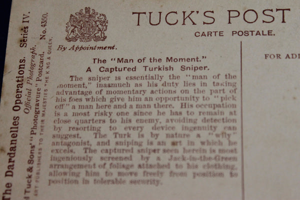 Captured Turkish Sniper Post Card