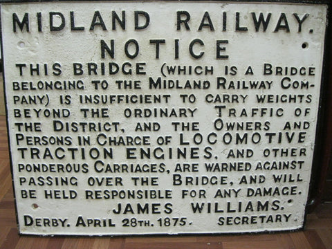 Large Midland Railway Cast Iron Sign.