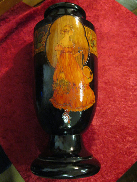 Art Deco -  Pokerwork Vase
