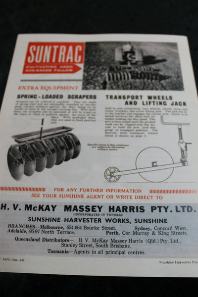 Suntrac Tandem Tractor Disc Harrows Pamphlet