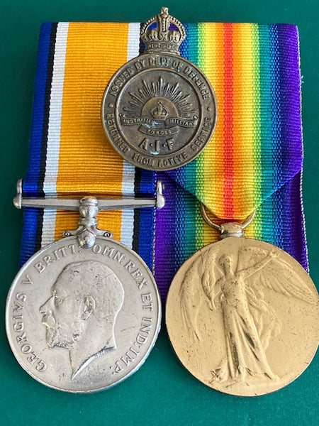 WW1 - AIF Medal Pair to 54 th Batt WIA Recipient