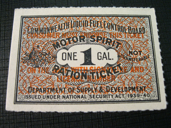 1939-1940 - One Gallon Ration Ticket
