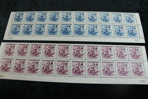 1942 - German Occupation Red Cross Stamp Blocks
