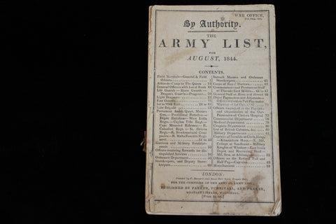 1844 - War Office Army List for August