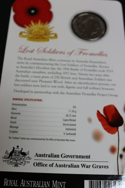 2010 - Australia Remembers 20 Cent Coin
