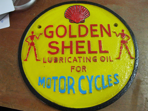 Shell Motorcycle Oil Cast Iron Sign