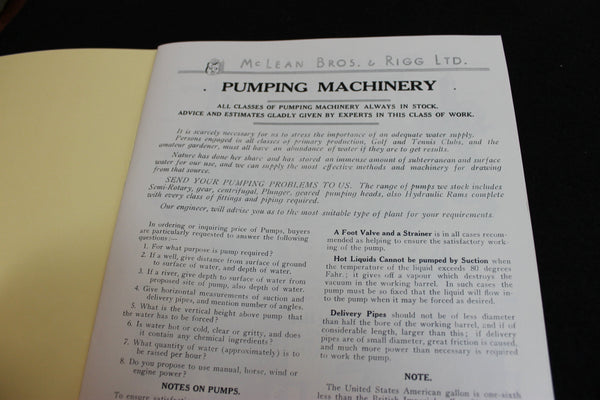 McLean Bros & Rigg Machinery and Pump Catalogue