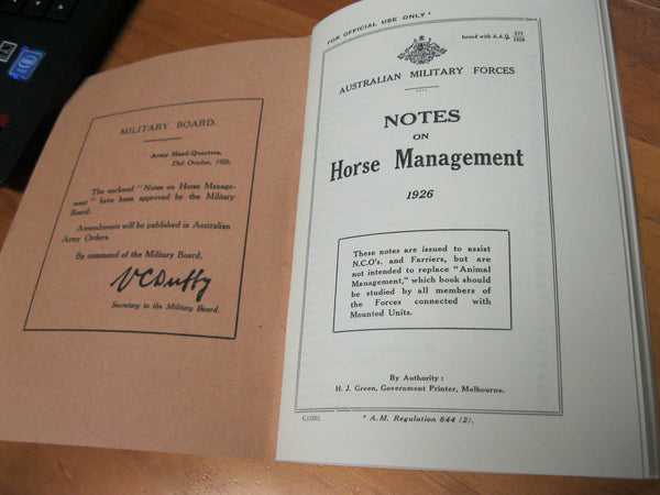 1926 - AMF " Notes on Horse Management "
