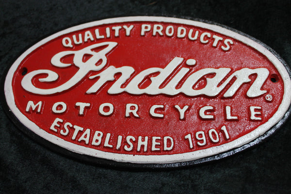 Cast Iron Indian Motorcycles Sign