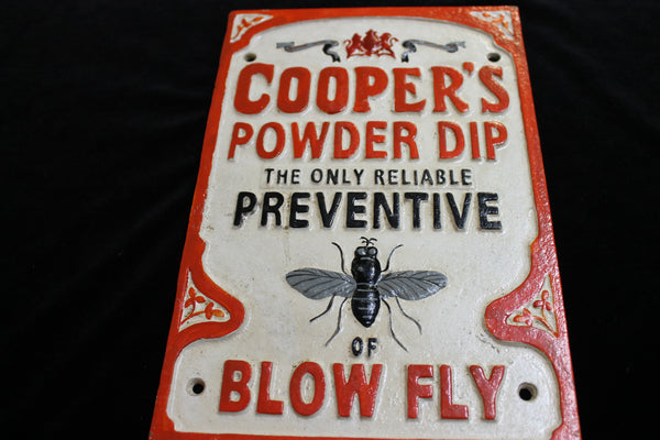Cast Iron " Cooper's Powder Dip " Sign