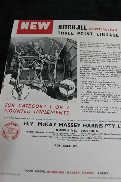 H.V McKay Massey Harris Pamphlet