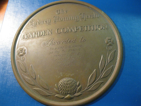 Bronze Sydney Morning Herald Gardening Prize Plaque