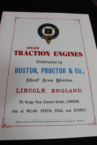 Ruston , Proctor Steam Traction Engines Catalogue