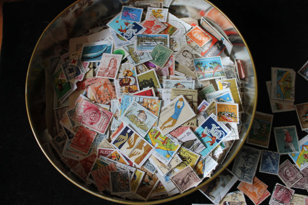 Biscuit Tin of Australian Stamps