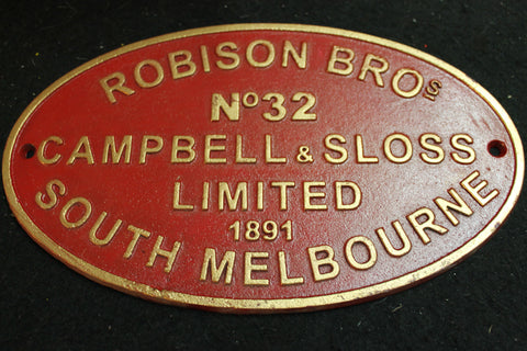 Robison Bros - Railway Makers Plate